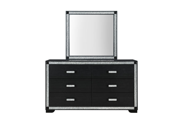 Black dresser with mirror on a white background