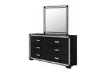 Black dresser with mirror on a white background