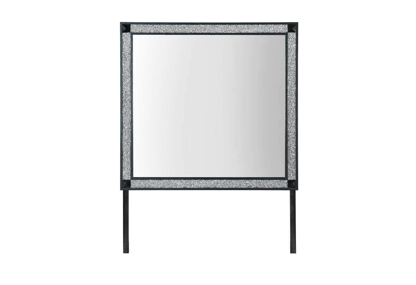 Rectangular mirror with decorative frame on a white background