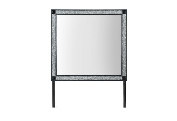 Rectangular mirror with decorative frame on a white background