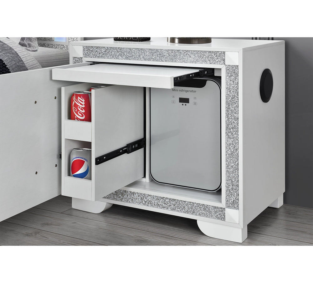 Fergie White Nightstand with Fridge