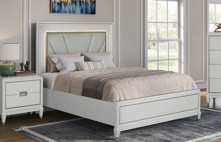 Gallia 5 Piece King Upholstered Lighted Panel Bedroom
