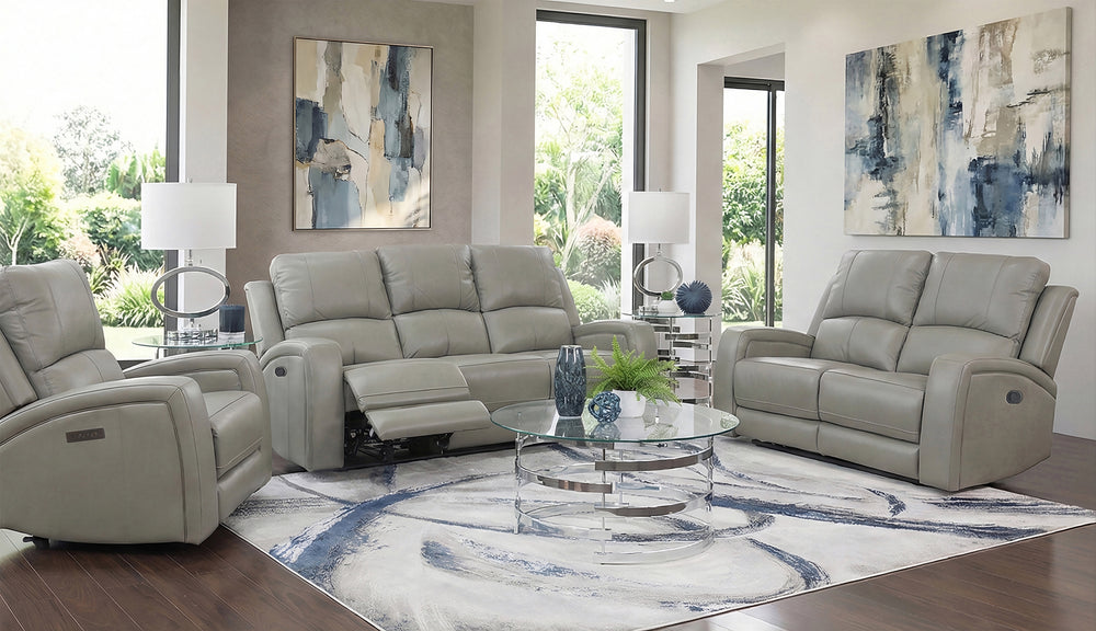 Aria Grey 5 Piece Leather Reclining Living Room