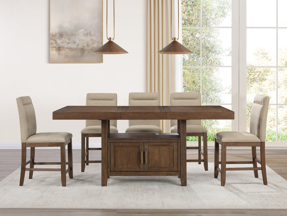 Garland Toffee 7 Piece Pub Set With 6 Side Chairs