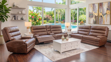 Hero Umber 5 Piece Leather Zero Gravity Triple Power Living Room