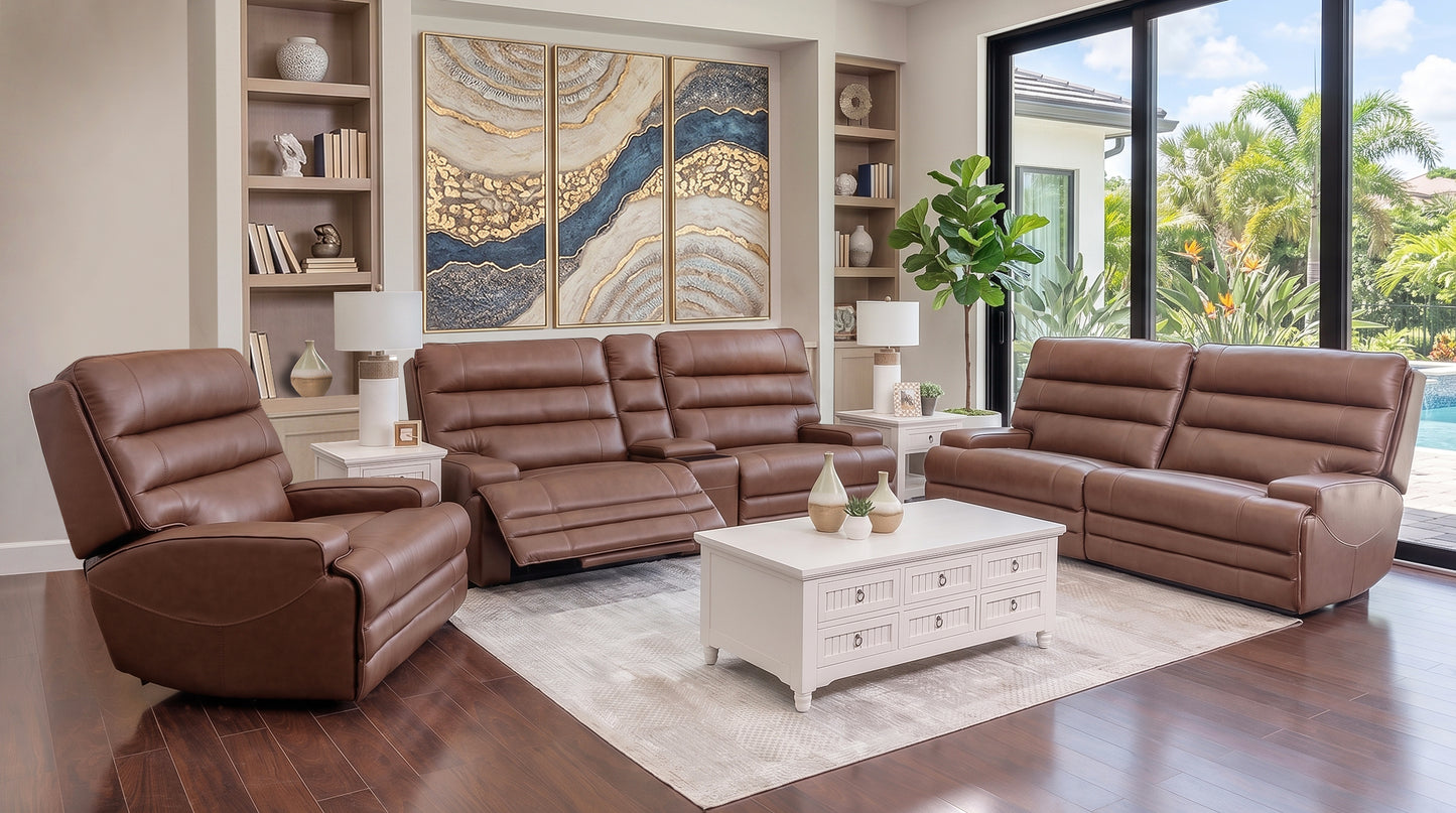 Hero Umber 5 Piece Leather Zero Gravity Triple Power Living Room