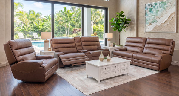 Hero Umber 5 Piece Leather Zero Gravity Triple Power Living Room