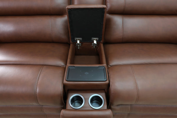 Hero Umber Leather Zero Gravity Triple Power Reclining Sofa