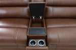 Hero Umber 3 Piece Leather Zero Gravity Triple Power Console Sofa, Loveseat, and Recliner
