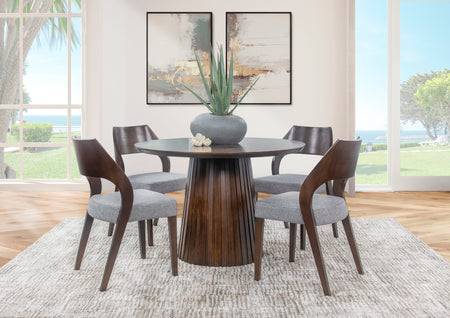 Juego de comedor redondo Holt Espresso de 5 piezas con sillas de madera