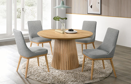Holt Natural 5 Piece Round Dining Set with Upholstered Side Chairs