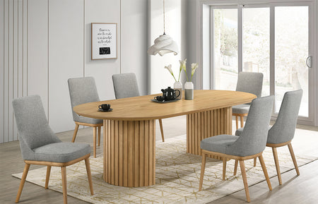 Holt Natural 5PC Round Dining Set with Uph Swivel Chairs