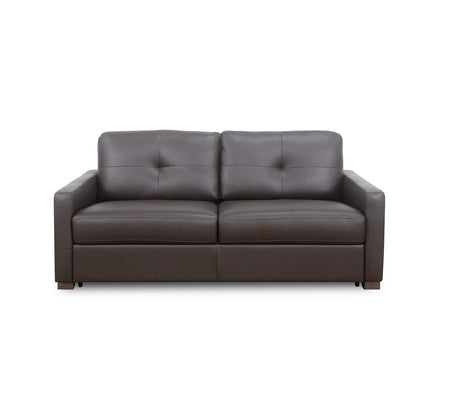 Sofá cama completo de cuero color chocolate de Italia