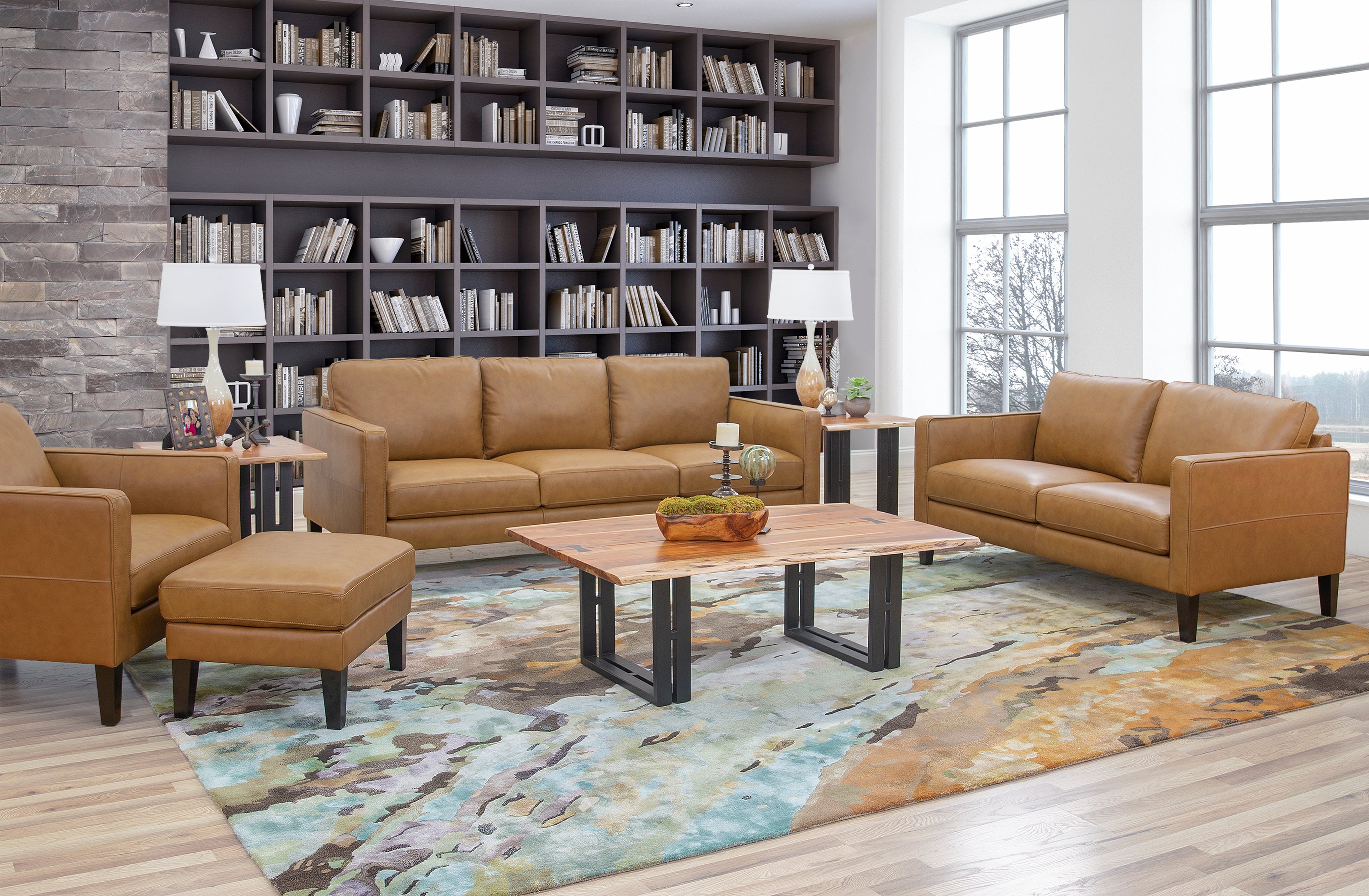 Camel Leather Sofa | Cabinets Matttroy