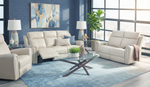 Jonathan Cream II 3 Piece Leather Reclining Sofa, Loveseat, and Recliner