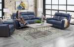 Jonathan Blue II 3 Piece Leather Reclining Sofa, Loveseat, and Recliner