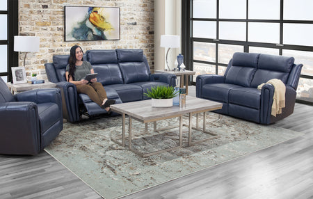 Jonathan Blue II 3 Piece Zero Gravity Leather Power Reclining Sofa, Loveseat, and Recliner