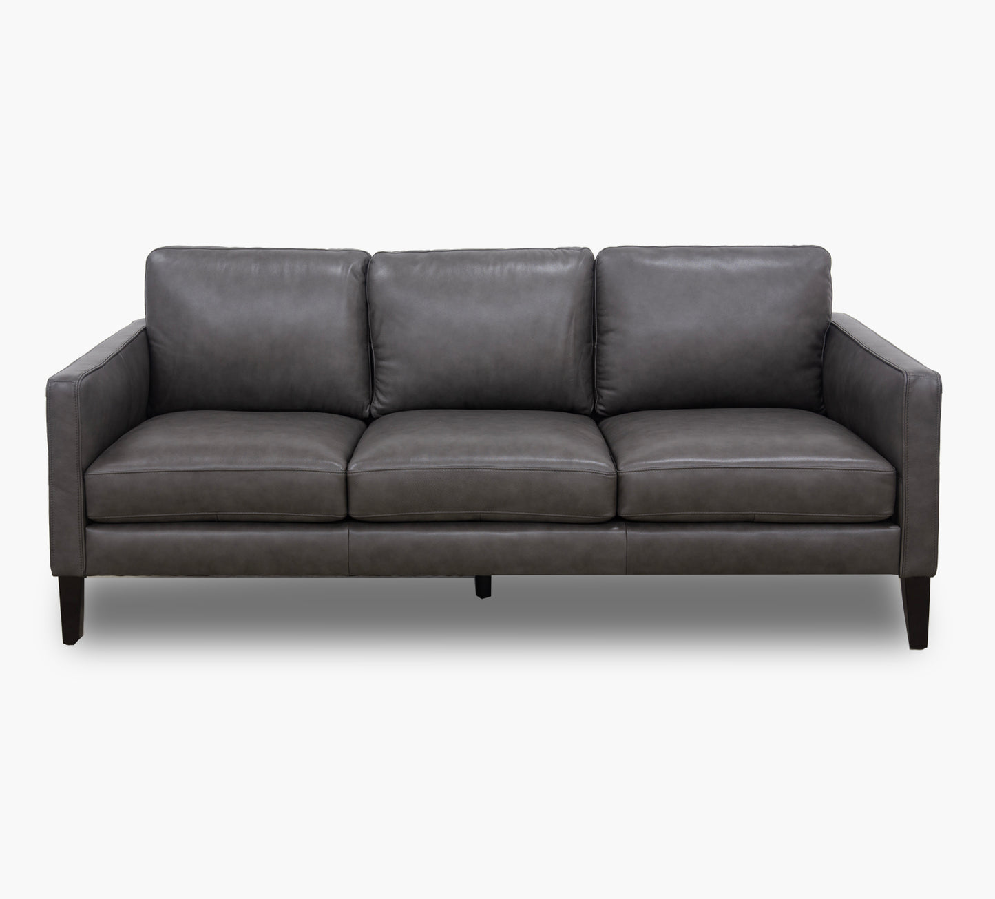 Jefferson Charcoal Leather Sofa 85"