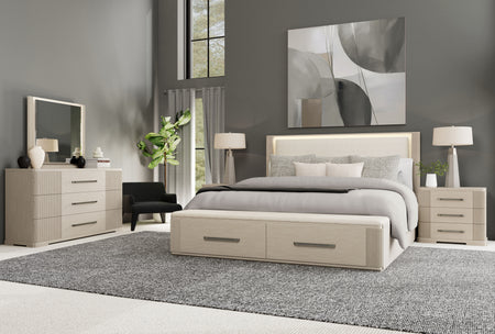 Alexis 5 Piece King Upholstered Lighted Storage Bedroom