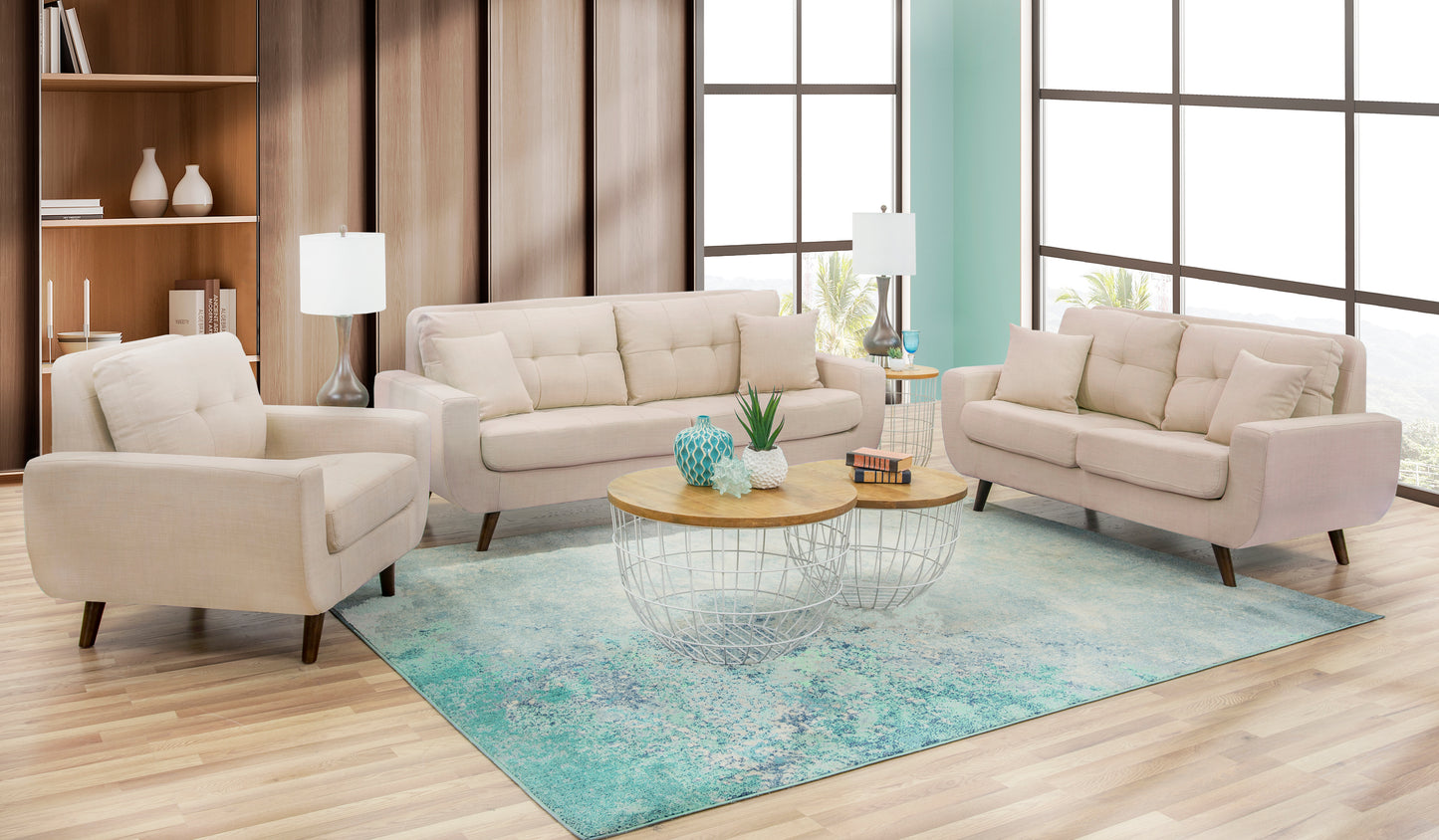 Kinsey Natural 3 Piece Living Room