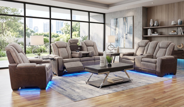 Lantana 3 Piece Dual Power Sofa, Console Loveseat, and Recliner