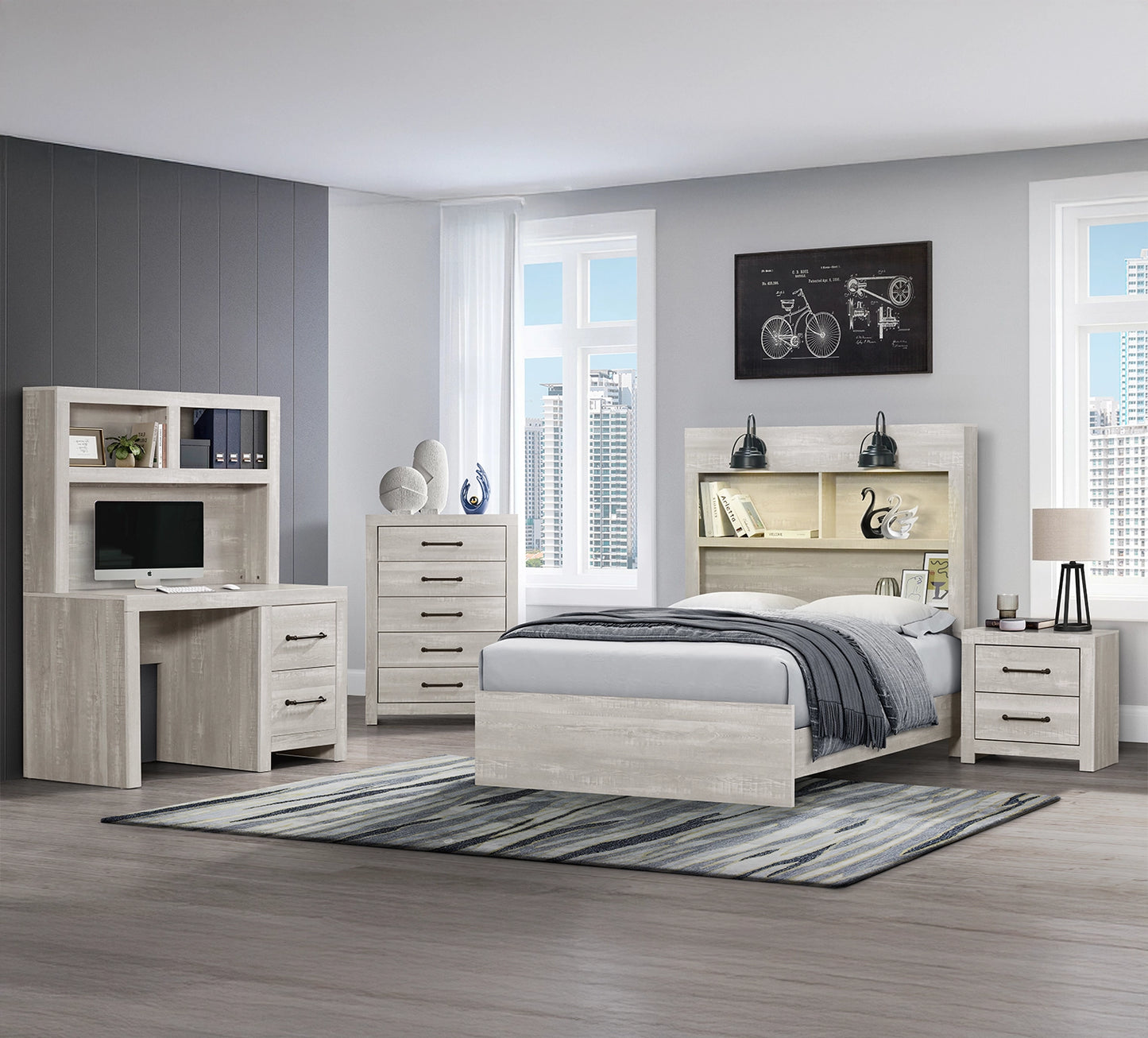 5PC Full Bookcase Bedroom