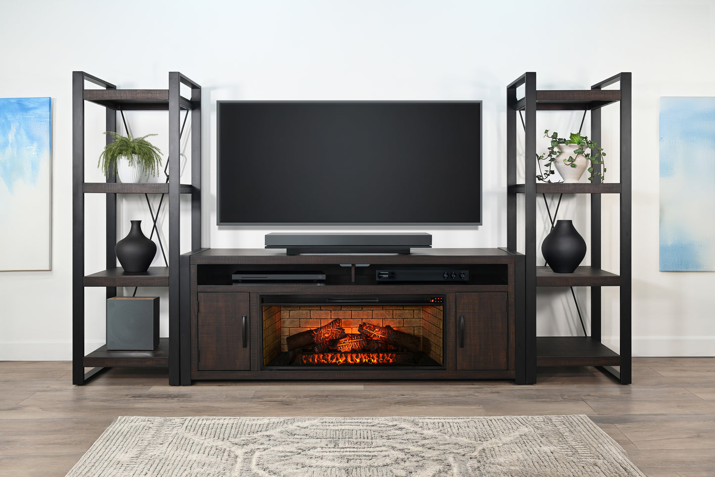 Lockhart 4 Piece Wall Unit with 78" TV Console and 42" Firebox
