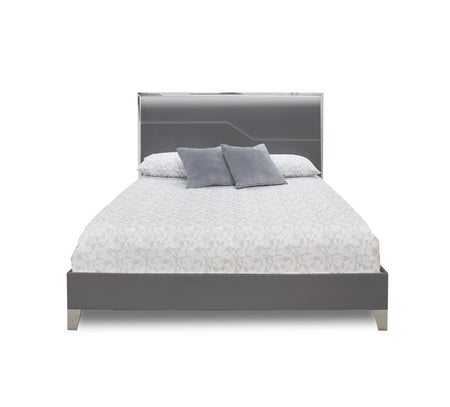 Cama Queen de 3 piezas con paneles iluminados Logica Graphite