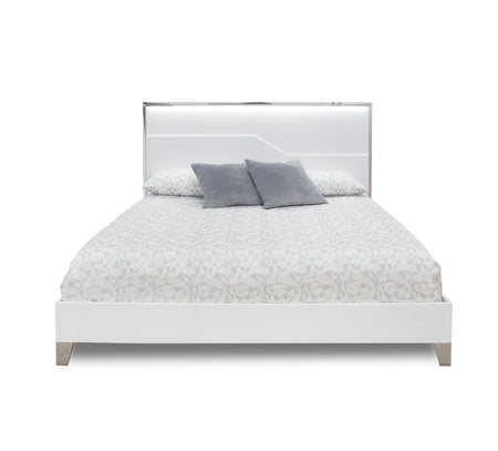 Logica White King Lighted Panel Bed