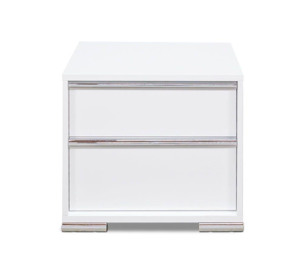 Logica White 2 Drawer Nightstand