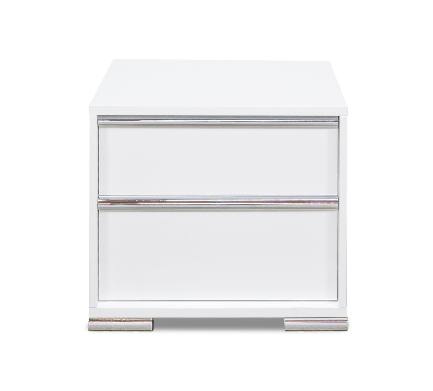 Mesita de noche blanca con dos cajones Logica