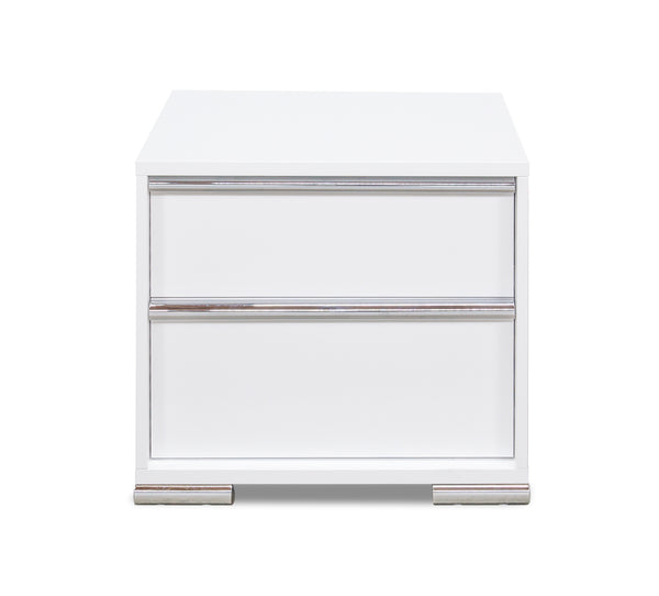Mesita de noche blanca con dos cajones Logica