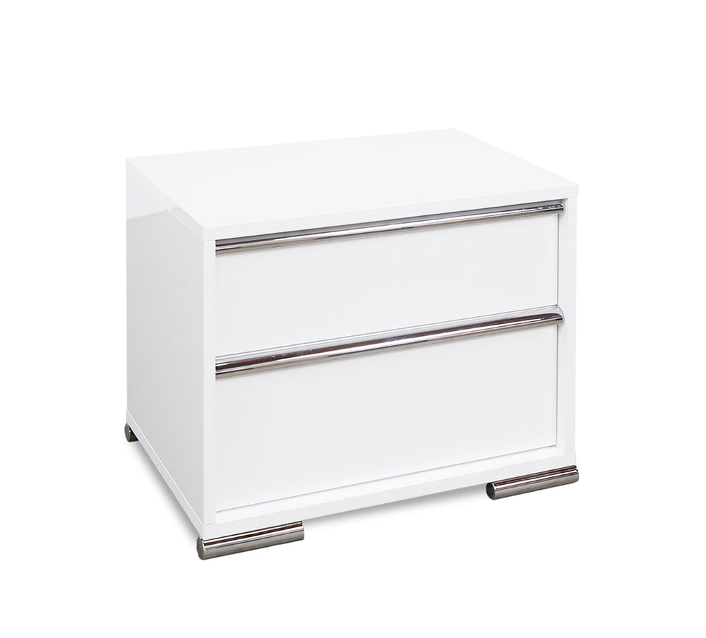 Logica White 2 Drawer Nightstand