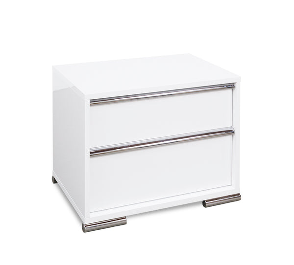 Mesita de noche blanca con dos cajones Logica
