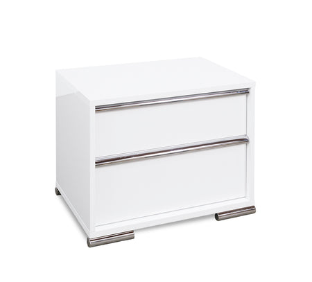 Mesita de noche blanca con dos cajones Logica