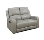 Aria Grey Leather Reclining Loveseat