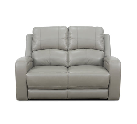 Aria Grey Leather Reclining Loveseat