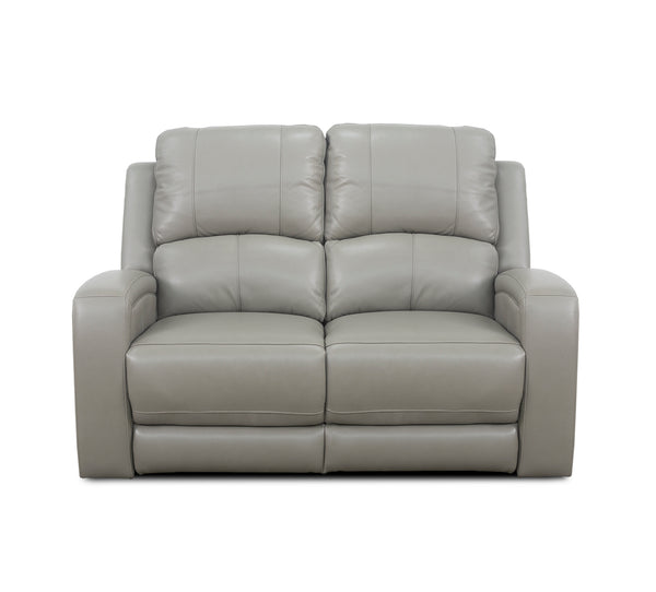 Aria Grey Leather Reclining Loveseat