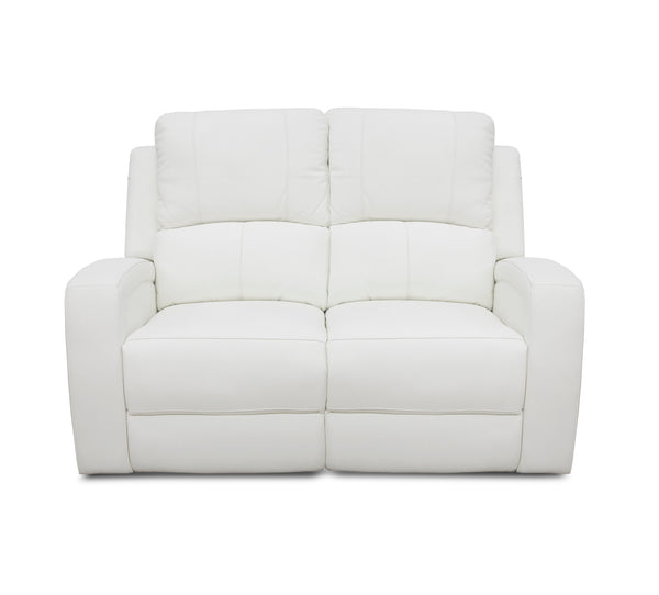Aria White Leather Reclining Loveseat