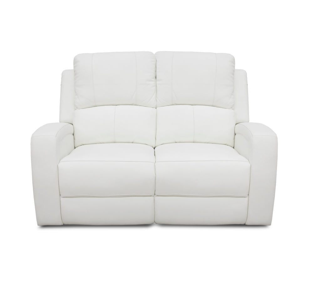 Aria White Leather Zero Gravity Dual Power Loveseat