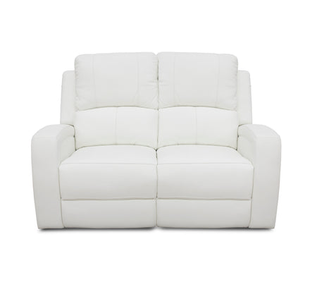 Aria White Leather Reclining Loveseat