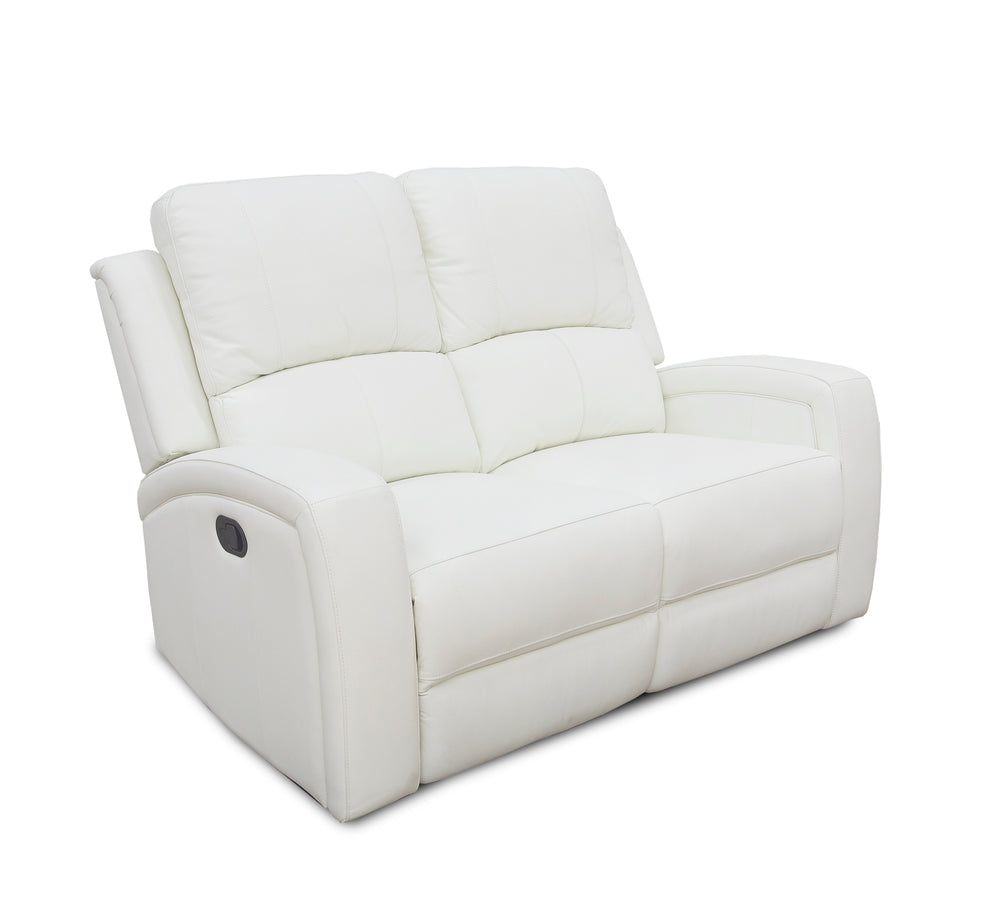 Aria White Leather Reclining Loveseat