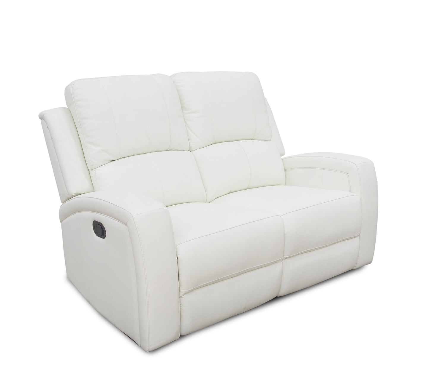 Aria White Leather Reclining Loveseat