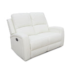 Aria White Leather Reclining Loveseat