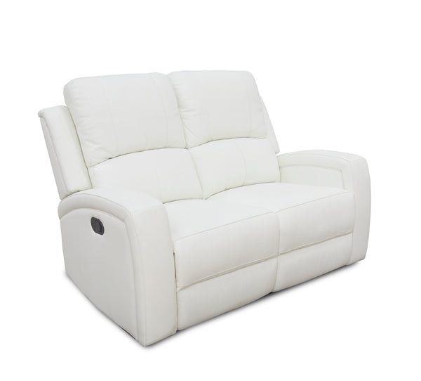 Aria White Leather Reclining Loveseat