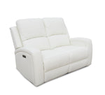 Aria White Leather Zero Gravity Dual Power Loveseat