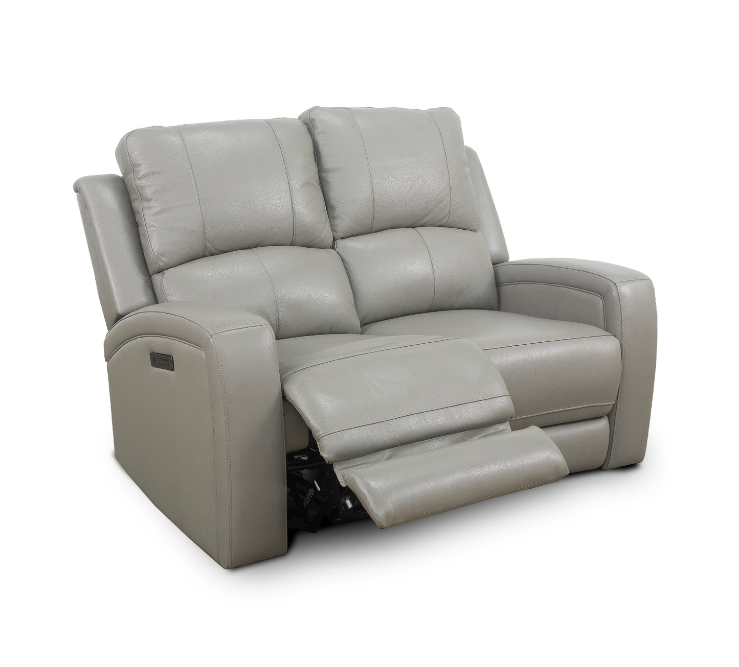 Aria Grey 3 Piece Zero Gravity Dual Power Leather Reclining Sofa, Zero Gravity Dual Power Leather Reclining Loveseat, and Dual Power Leather Recliner