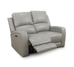 Aria Grey Leather Zero Gravity Dual Power Loveseat
