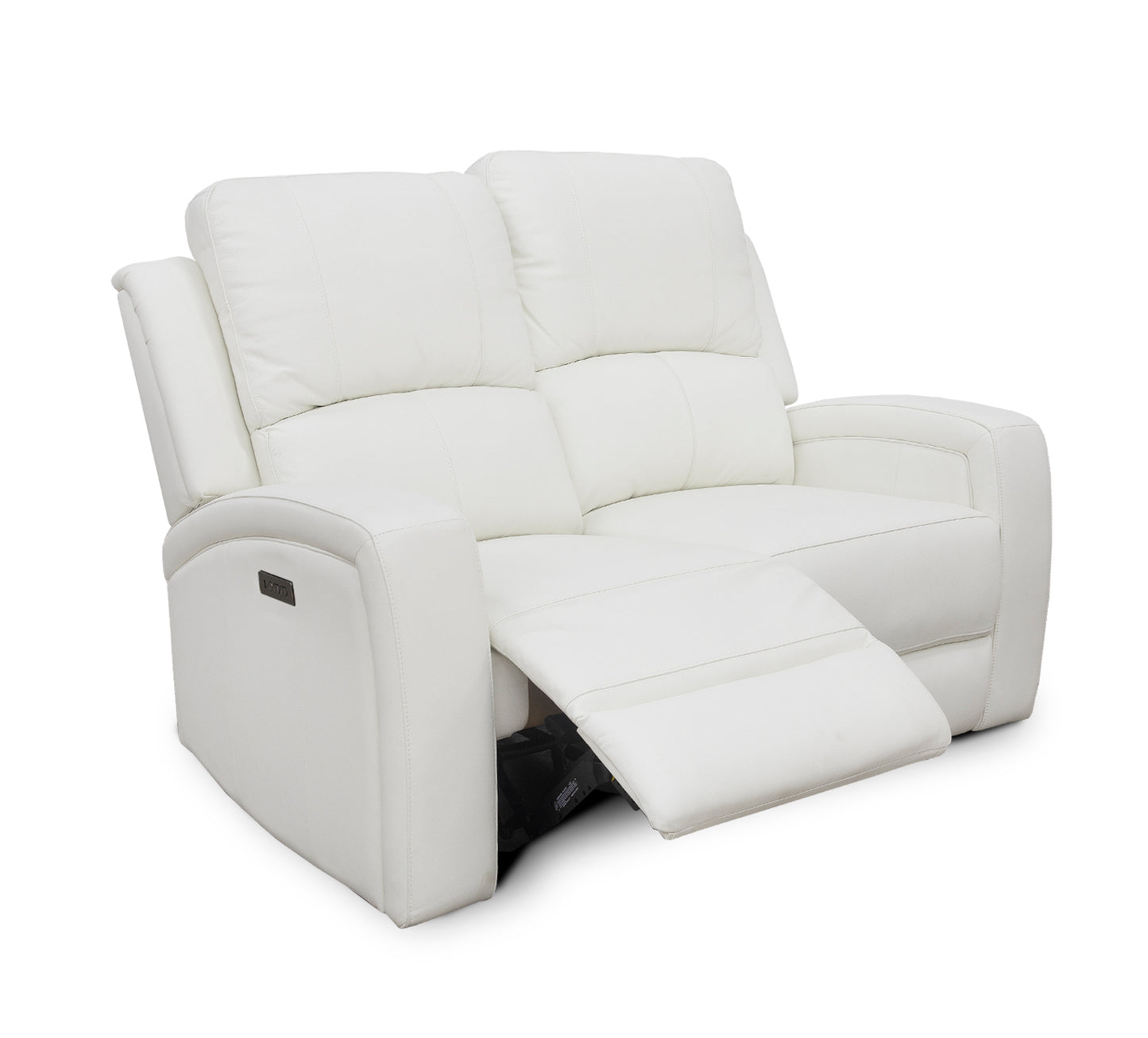 Aria White Leather Zero Gravity Dual Power Loveseat