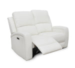 Aria White Leather Zero Gravity Dual Power Loveseat